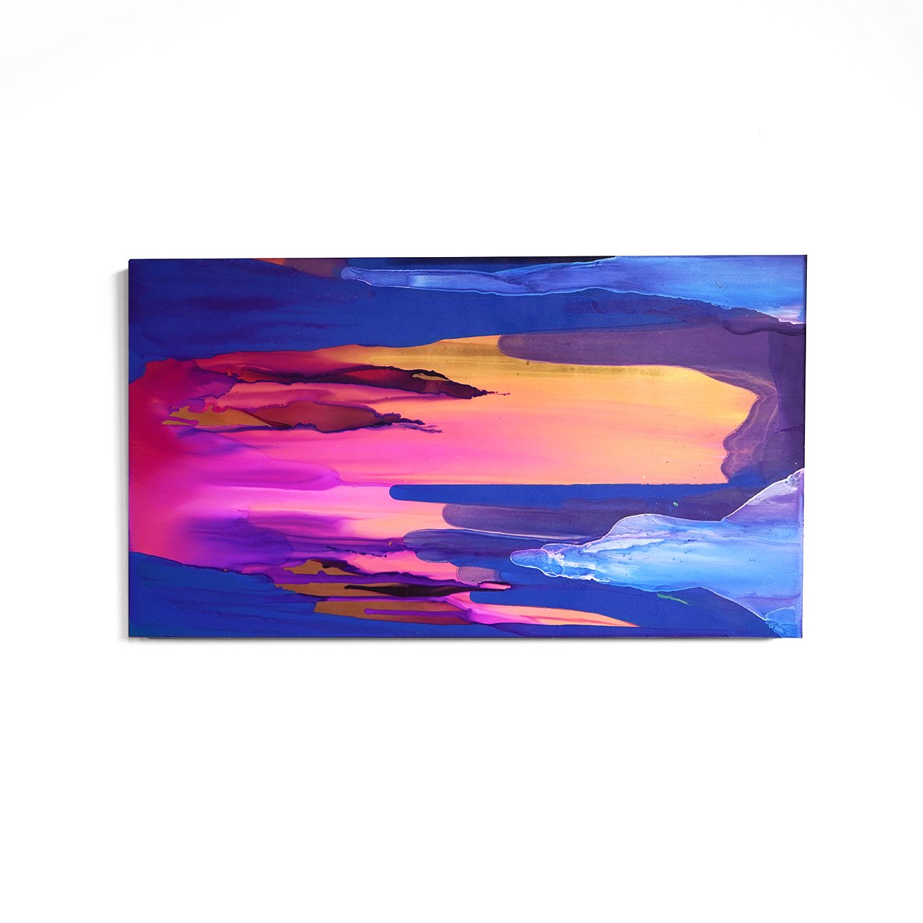 April Sunset by Jeremy Penn — Ink and acrylic on polished aluminum