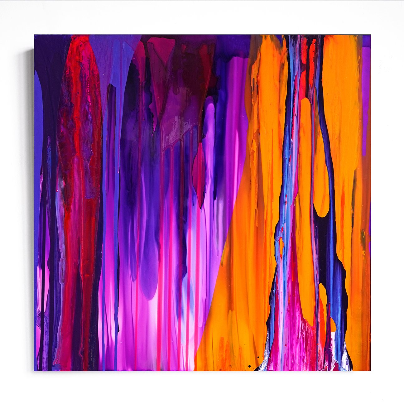 March Sunset by Jeremy Penn — Ink, acrylic, and resin on polished aluminum