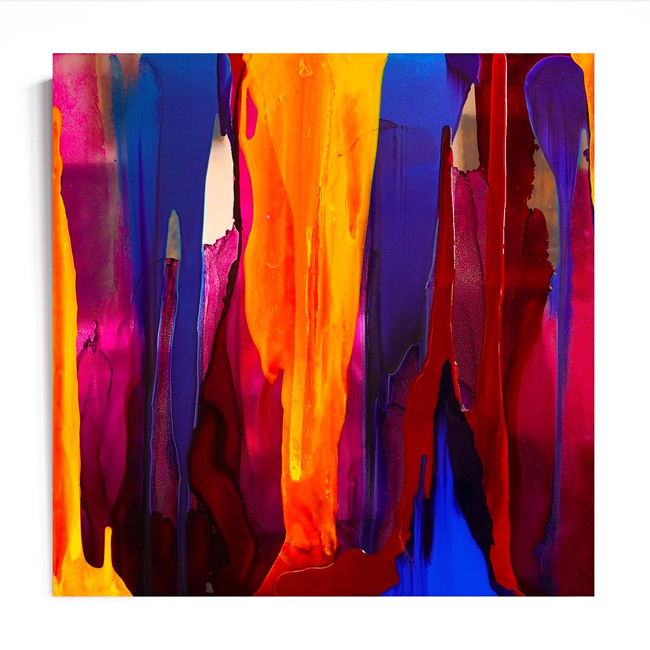 May Sunset by Jeremy Penn — Ink, acrylic, and resin on polished aluminum